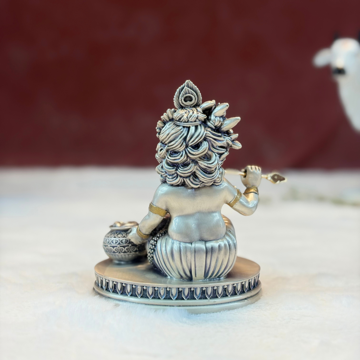 Silver Plated Makhan Krishna Idol | Premium Divine Décor