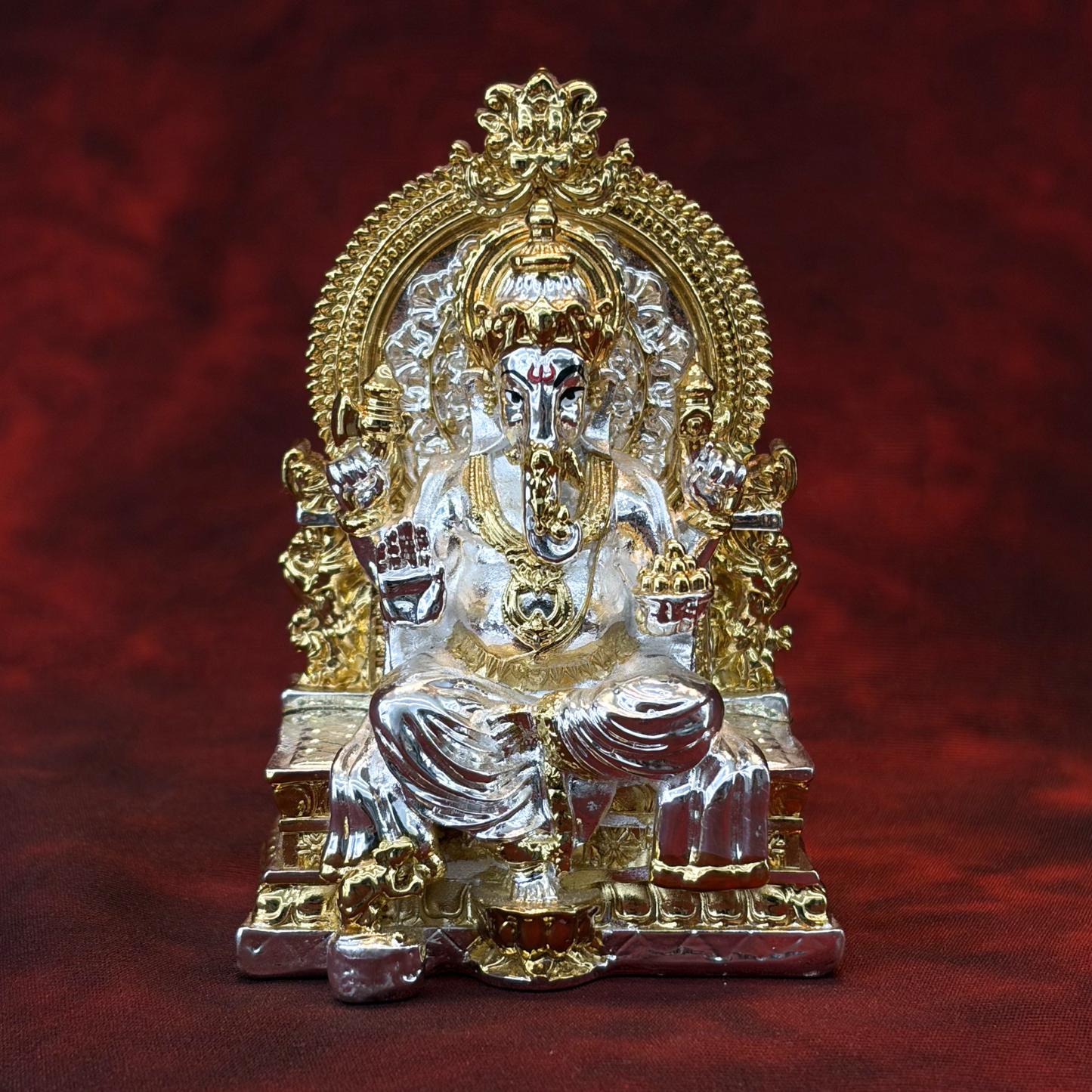 Silver Plated Ganesh Idol | Premium Ganpati Murti | Sai Divya