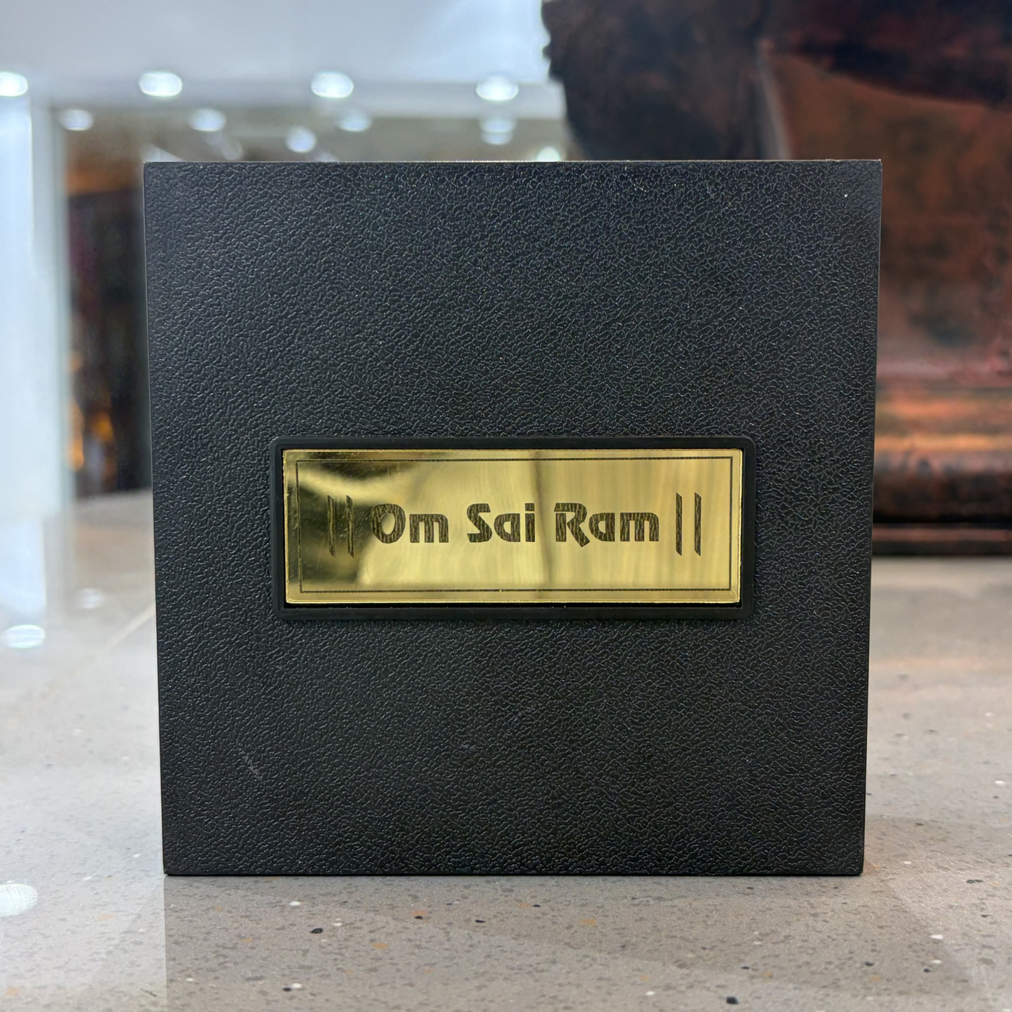 Sai Baba Charan Box – Medium Brown Portable Darshan (4.5 x 4.5 Inch)