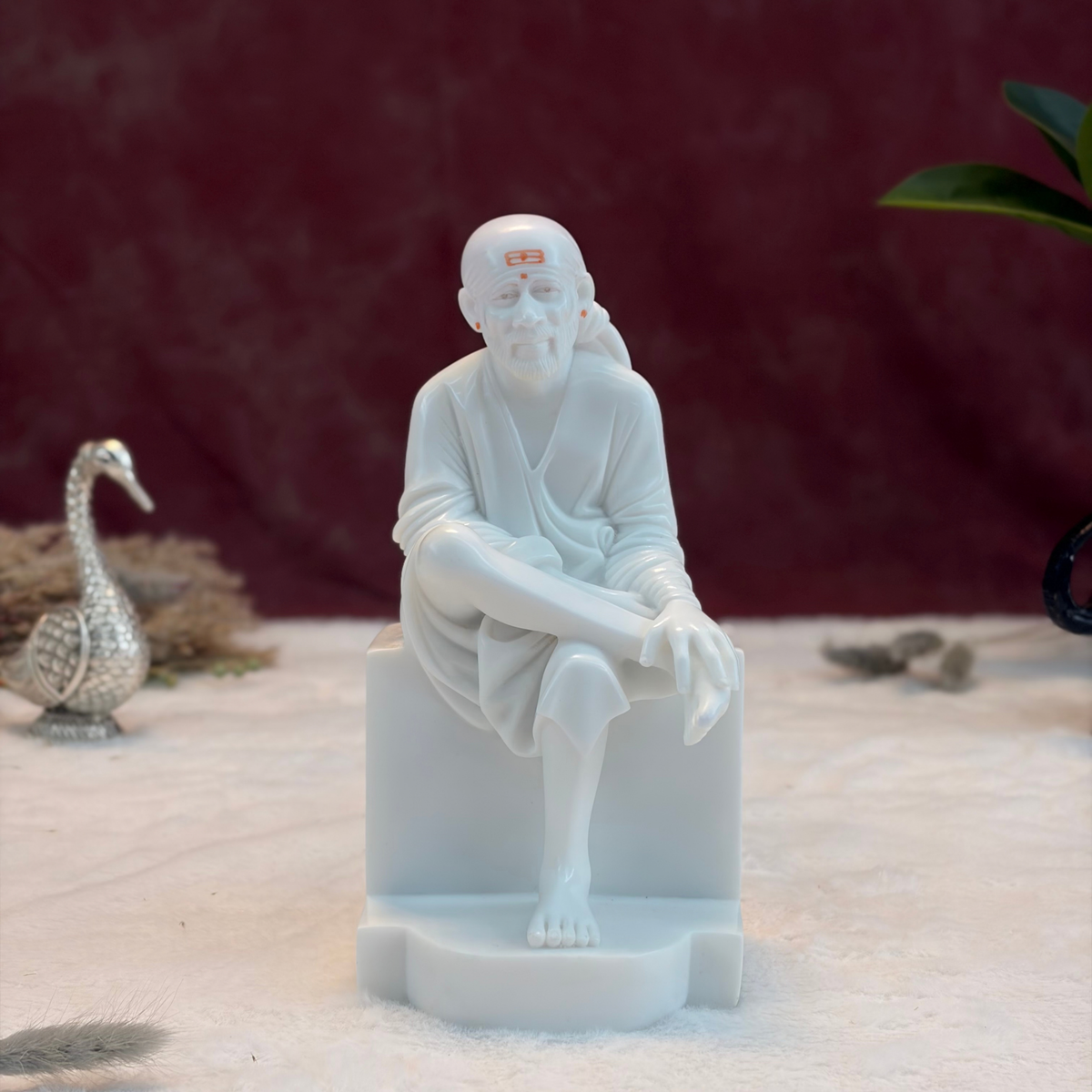 9 Inch Sai Baba Italian Marble Statue | Premium Washable Idol