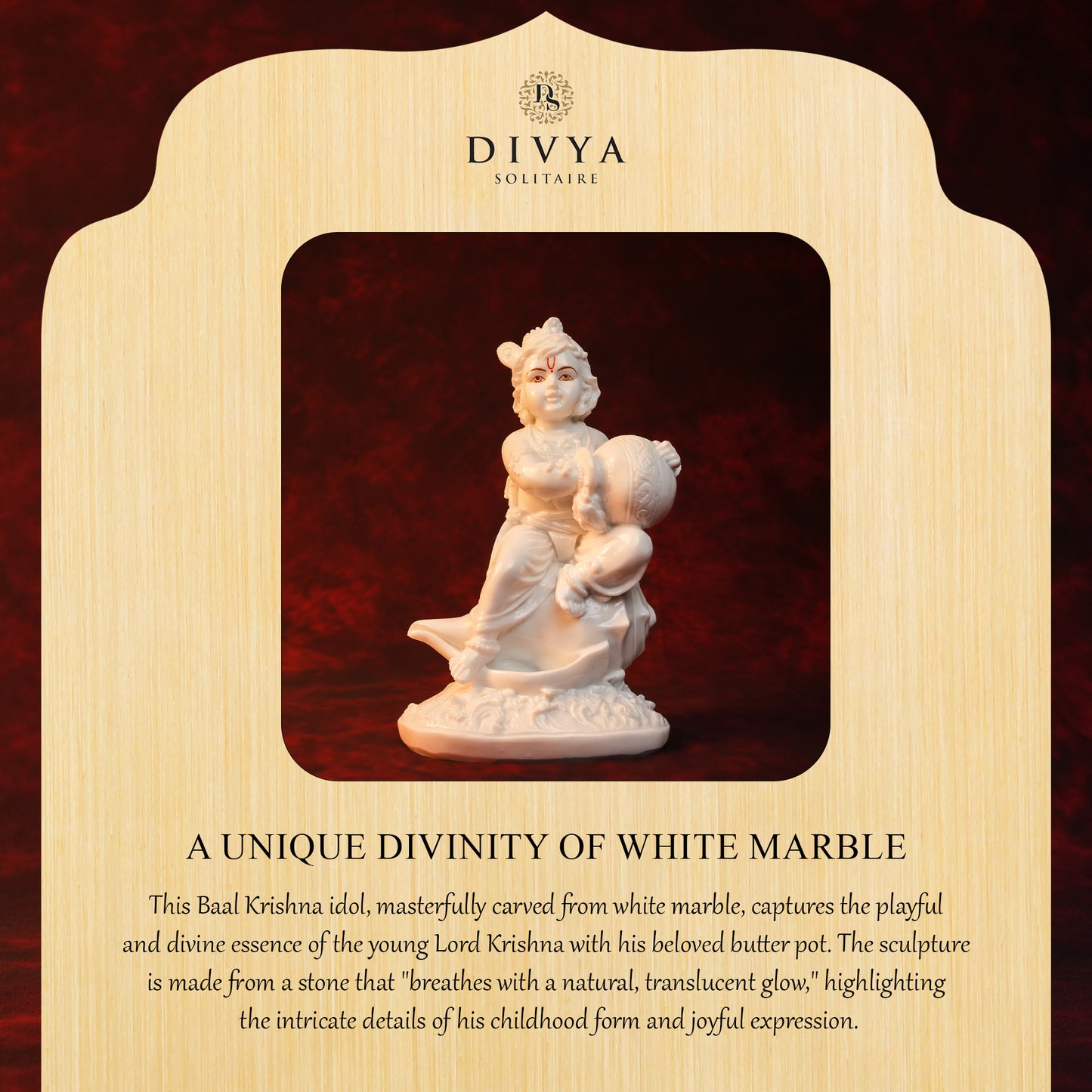 Bal Krishna on Shankh Idol – White Glossy Finish (10 Inch)