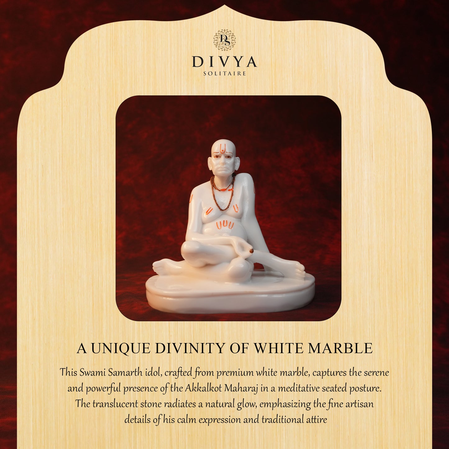 Swami Samarth Idol – White Glossy Marble Finish (8 Inch)