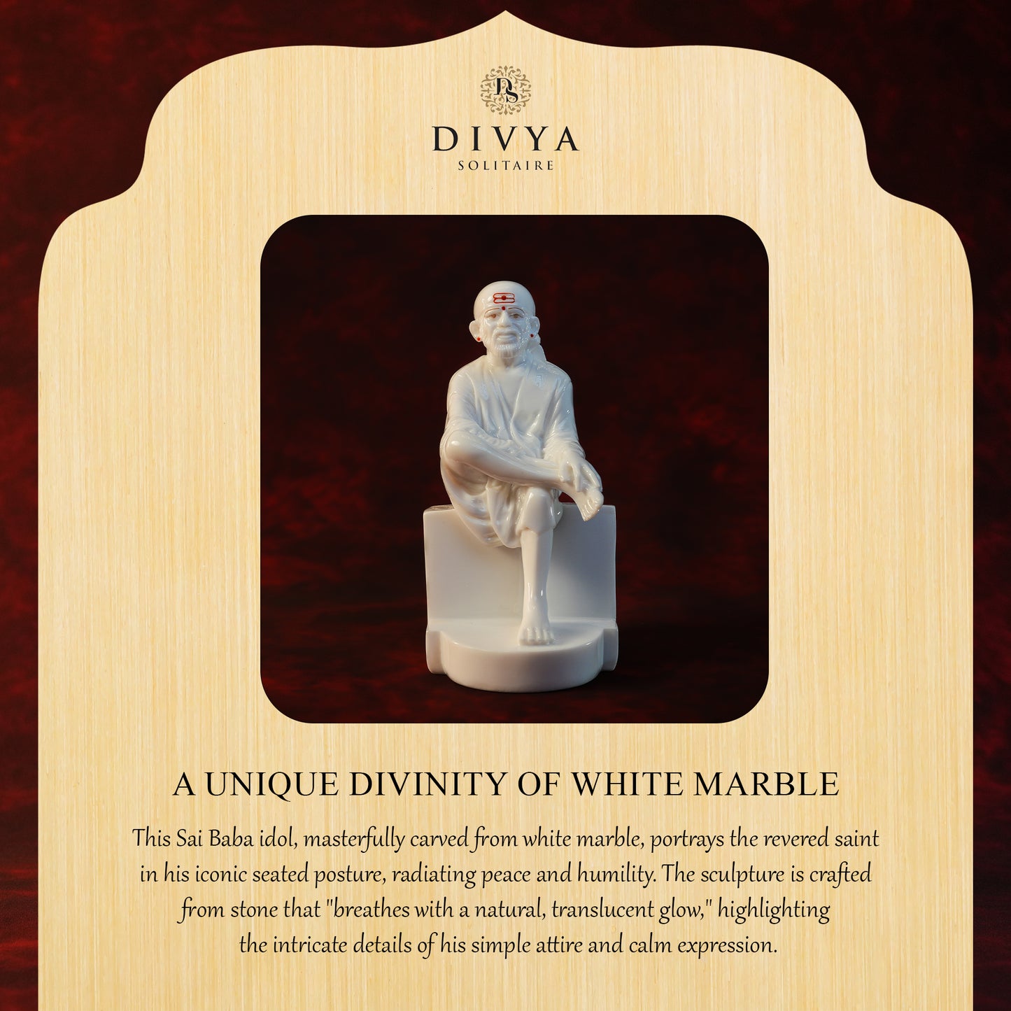 Sai Divya Samadhi Idol – 7.5 Inch White Glossy Marble Finish | Premium Murti for Home Mandir & Spiritual Decor