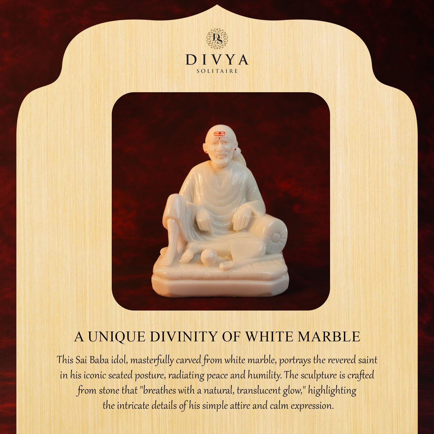 Sai Divya Dwarkamai Idol – 7 Inch White Marble Finish Murti | Premium Statue for Home Mandir & Spiritual Decor