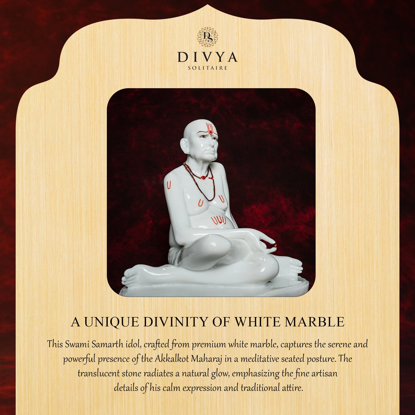Swami Samarth Idol – White Glossy Marble Finish (12 Inch)