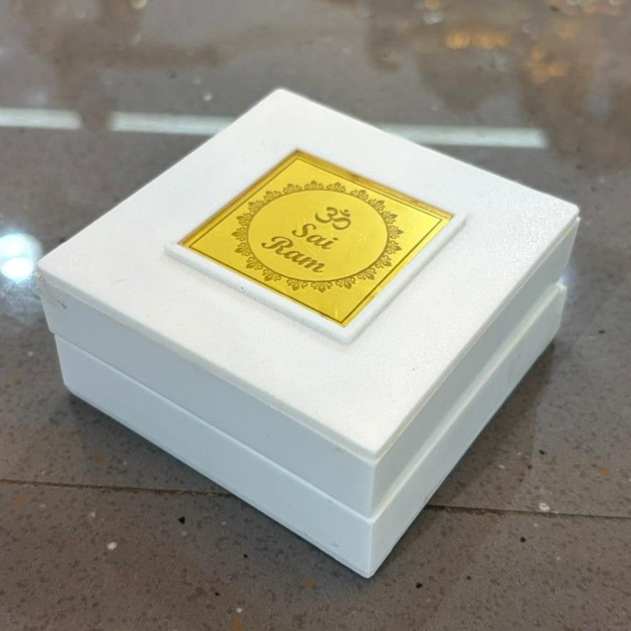 Sai Baba Charan Box – Portable Samadhi (3x3 Inch, White)