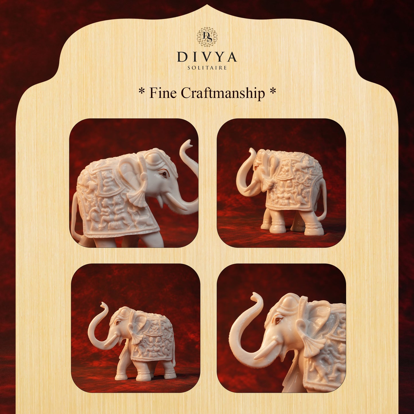 Decorative Elephant Set – Pair of 2 White Glossy Statues (3 Inch)