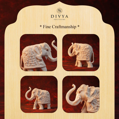 Decorative Elephant Set – Pair of 2 White Glossy Statues (3 Inch)