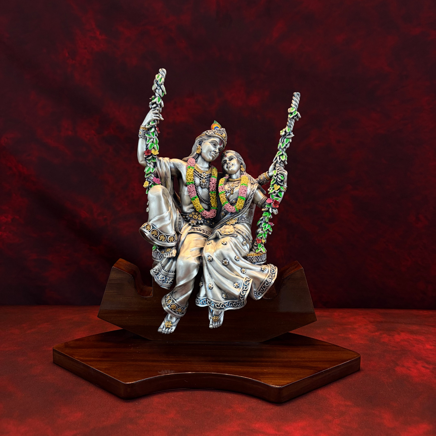 Silver Plated Radha Krishna Idol (8 Inch) | Premium Divine Décor