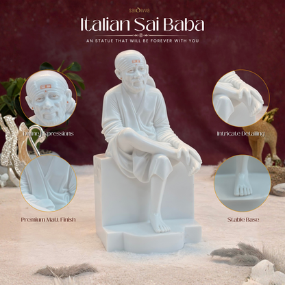12 Inch Sai Baba Italian Marble Statue | Premium Washable Idol