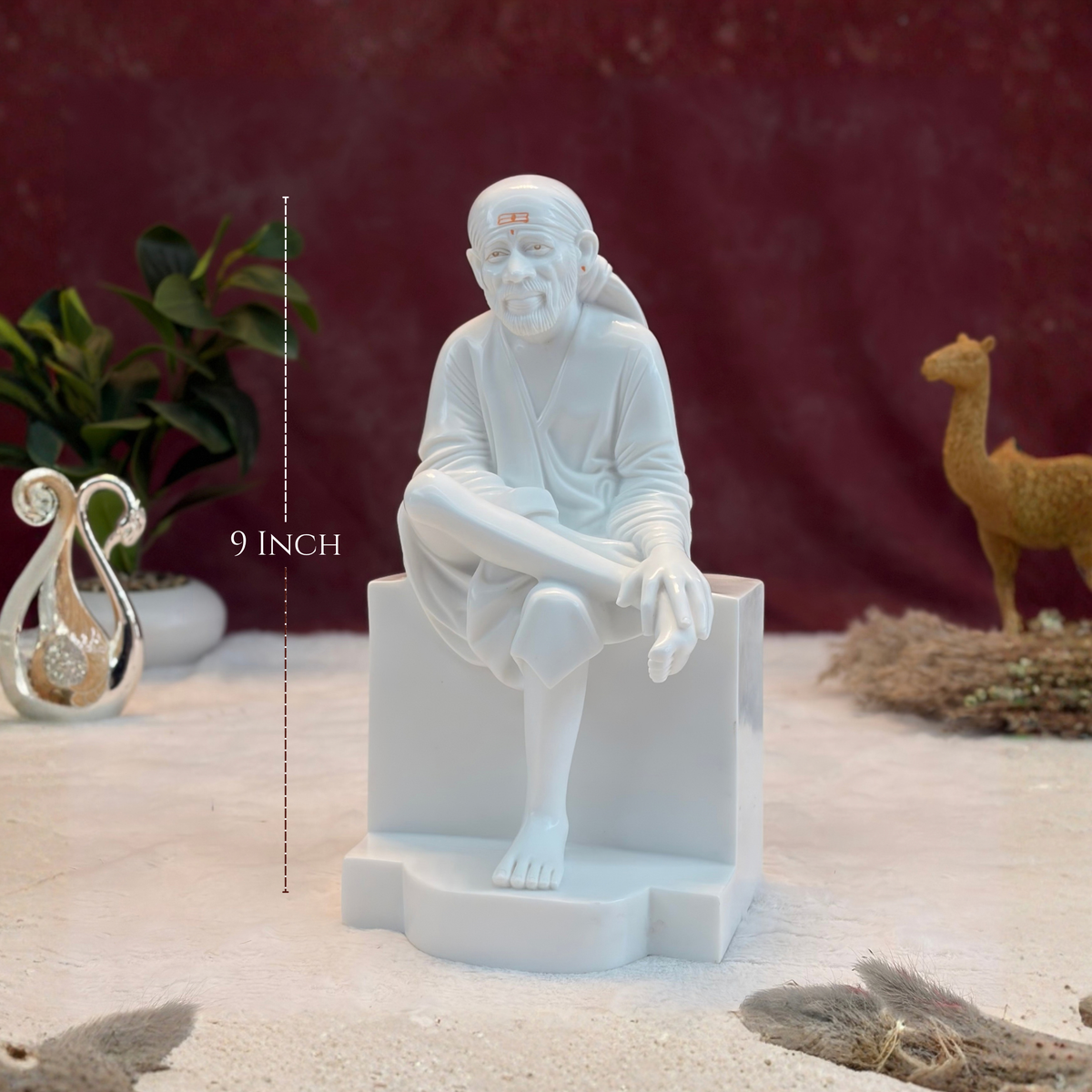 12 Inch Sai Baba Italian Marble Statue | Premium Washable Idol