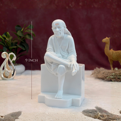 12 Inch Sai Baba Italian Marble Statue | Premium Washable Idol
