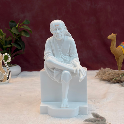 12 Inch Sai Baba Italian Marble Statue | Premium Washable Idol