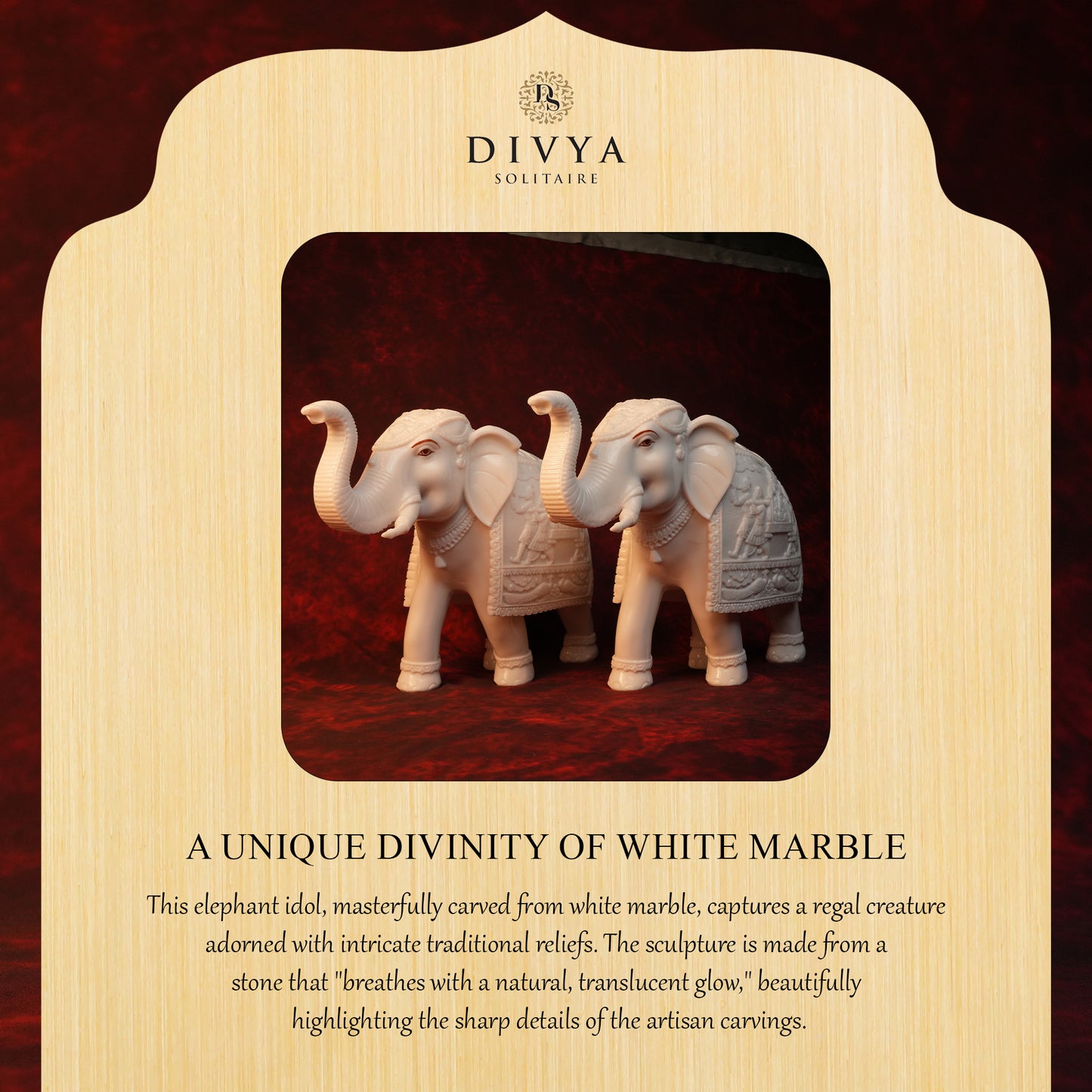 Decorative Elephant Set – Pair of 2 White Glossy Statues (12 Inch)
