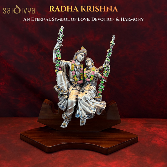 Silver Plated Radha Krishna Idol (13 Inch) | Premium Divine Décor