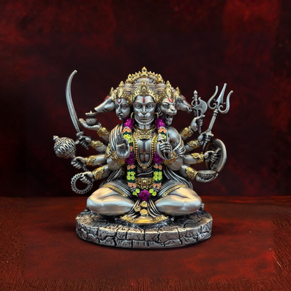 Silver Plated Panchmukhi Hanuman Idol (5 Inch) | Premium Divine Décor