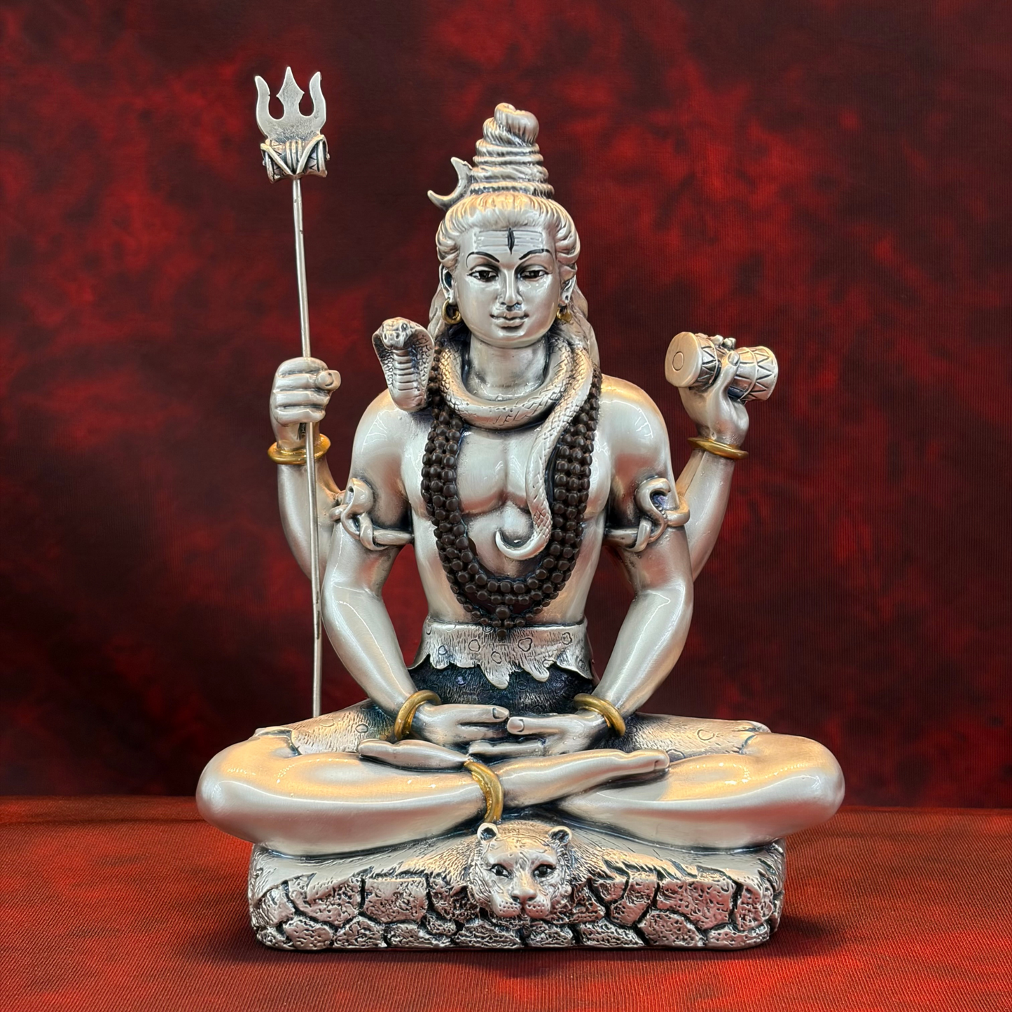 Silver Plated Sitting Mahadev Idol | Premium Divine Décor