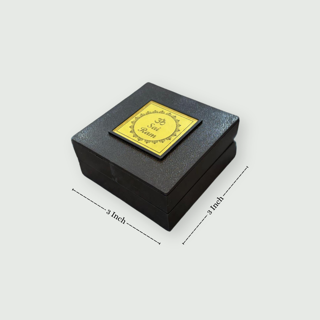 Sai Baba Charan Box – Portable Samadhi (3x3 Inch, Brown)