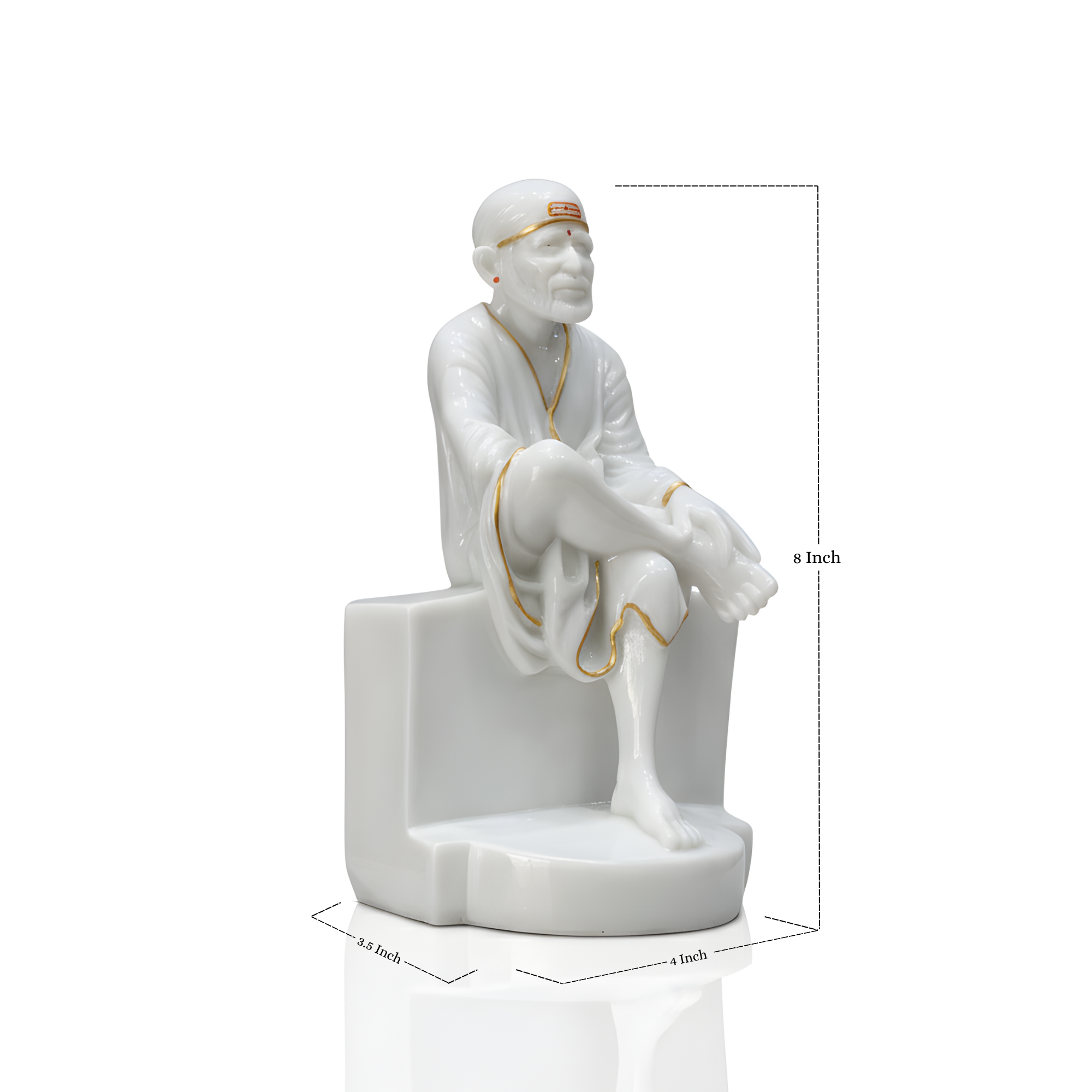Sai Baba Idol 8 Inch with Gold Lining