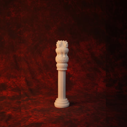 Ashok Stambh Statue – White Glossy Marble Finish (8 Inch)