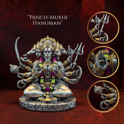 Silver Plated Panchmukhi Hanuman Idol (5 Inch) | Premium Divine Décor