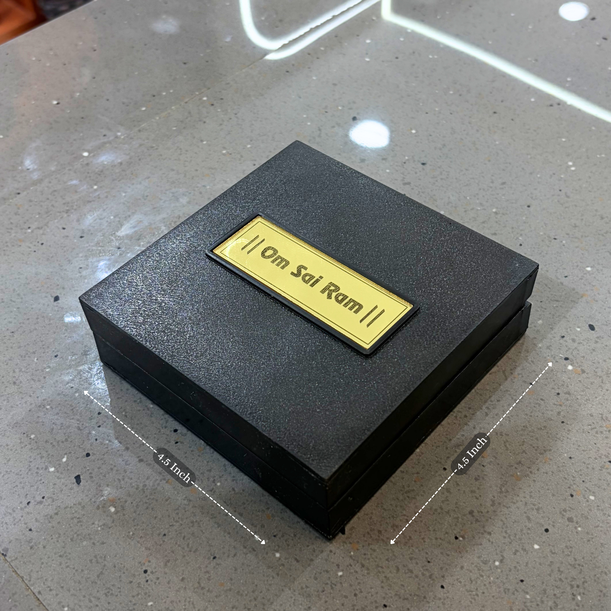 Sai Baba Charan Box – Medium Brown Portable Darshan (4.5 x 4.5 Inch)