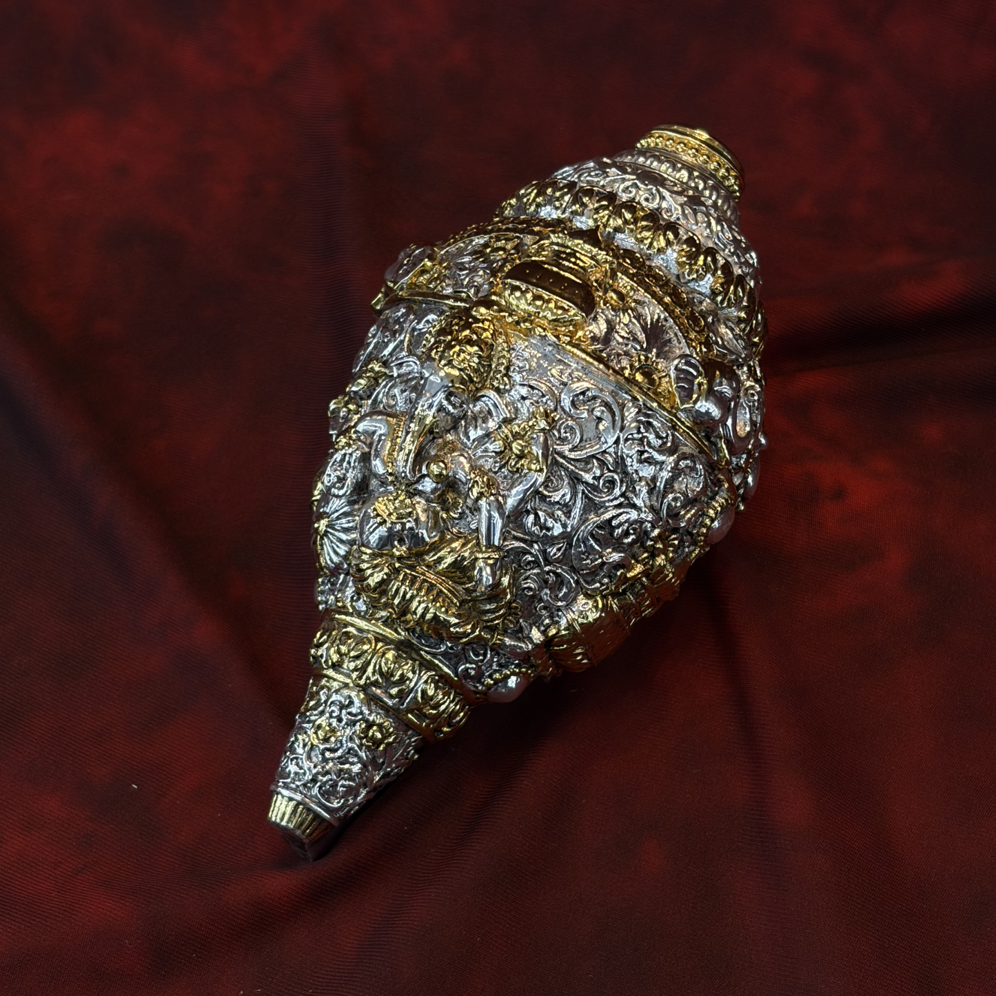 Silver Plated Ganesha Shankh 5 Inch | 999 Pure Silver | Sai Divya