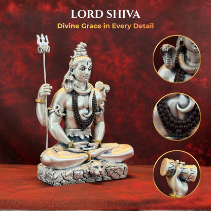 Silver Plated Sitting Mahadev Idol | Premium Divine Décor