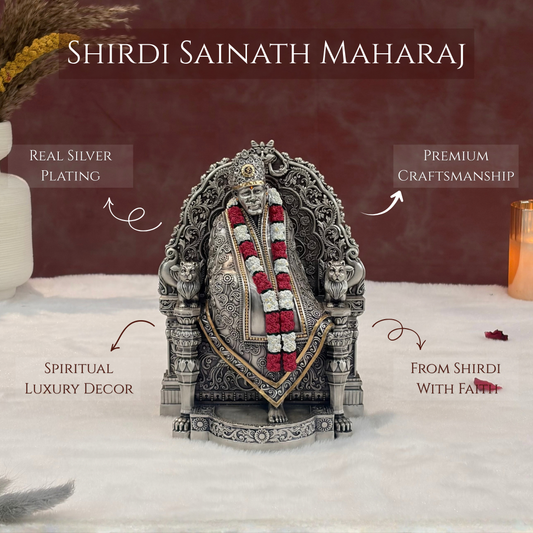 Sai Baba Maharaj Real Silver Plated Murti – Premium Shirdi Collection