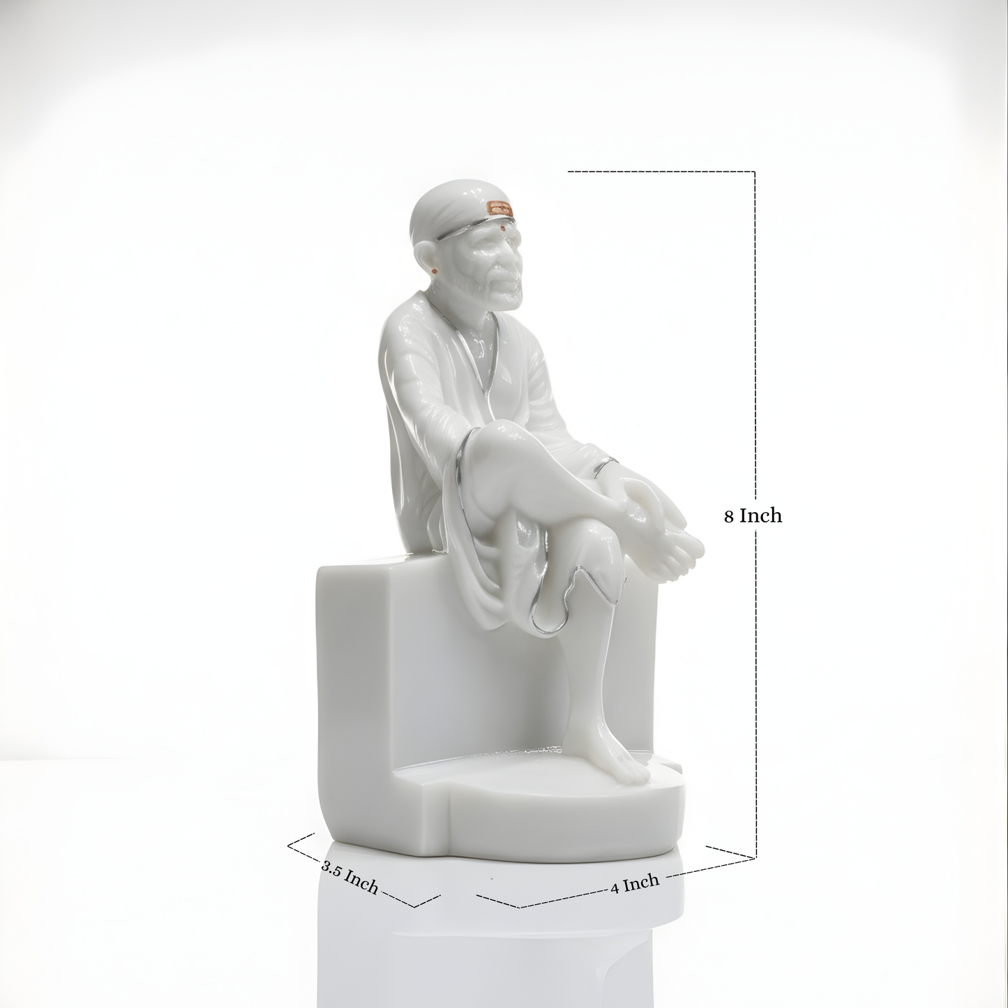 Sai Baba Idol 8 Inch with Silver Lining