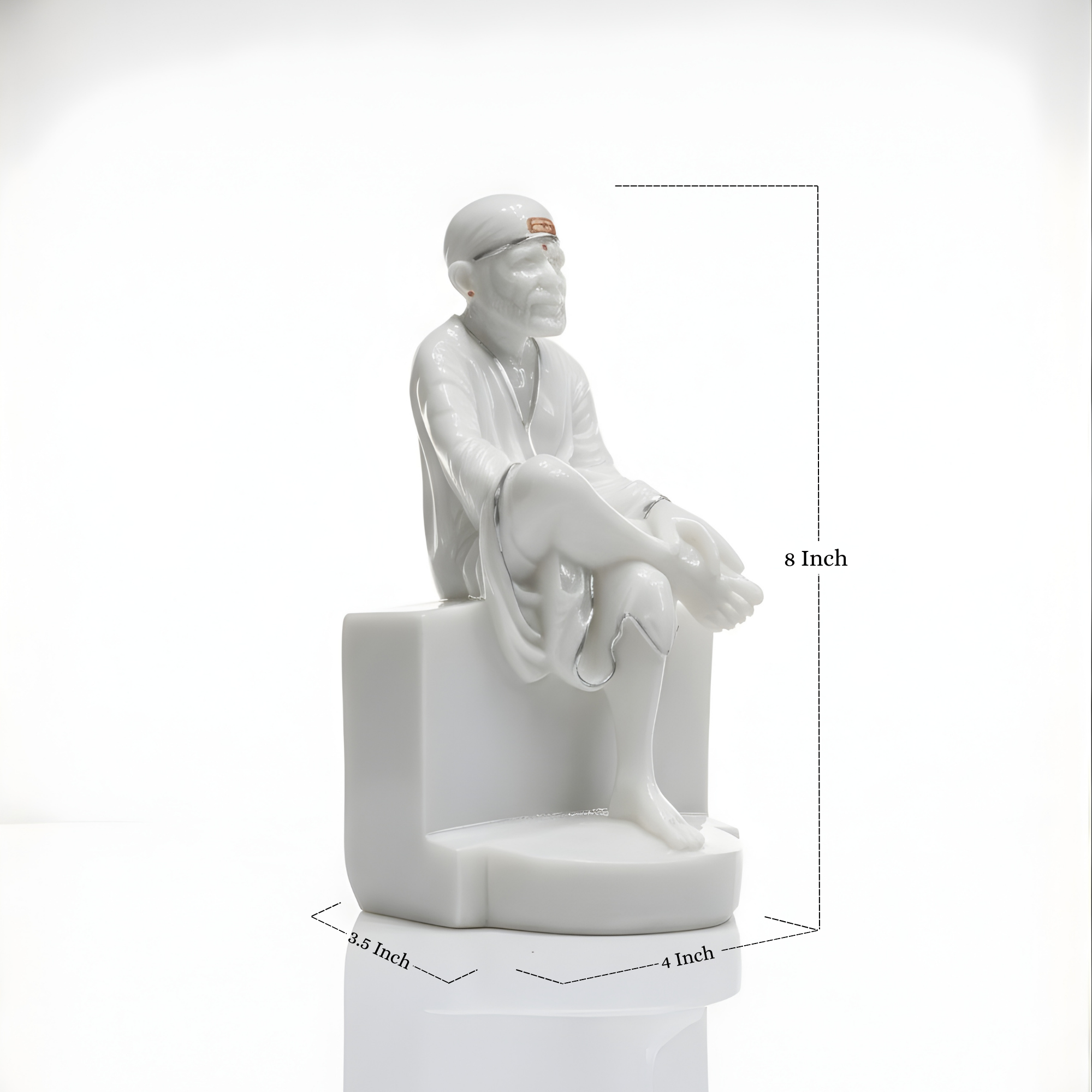 Sai Baba Idol 8 Inch with Silver Lining