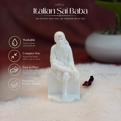 3.5 Inch Sai Baba Italian Marble Statue | Premium Washable Idol