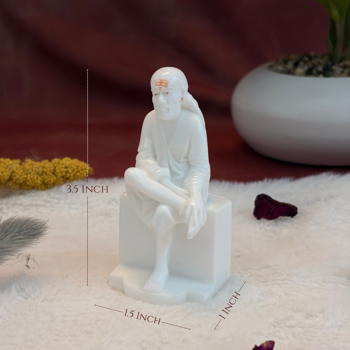 3.5 Inch Sai Baba Italian Marble Statue | Premium Washable Idol