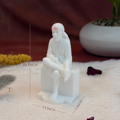 3.5 Inch Sai Baba Italian Marble Statue | Premium Washable Idol