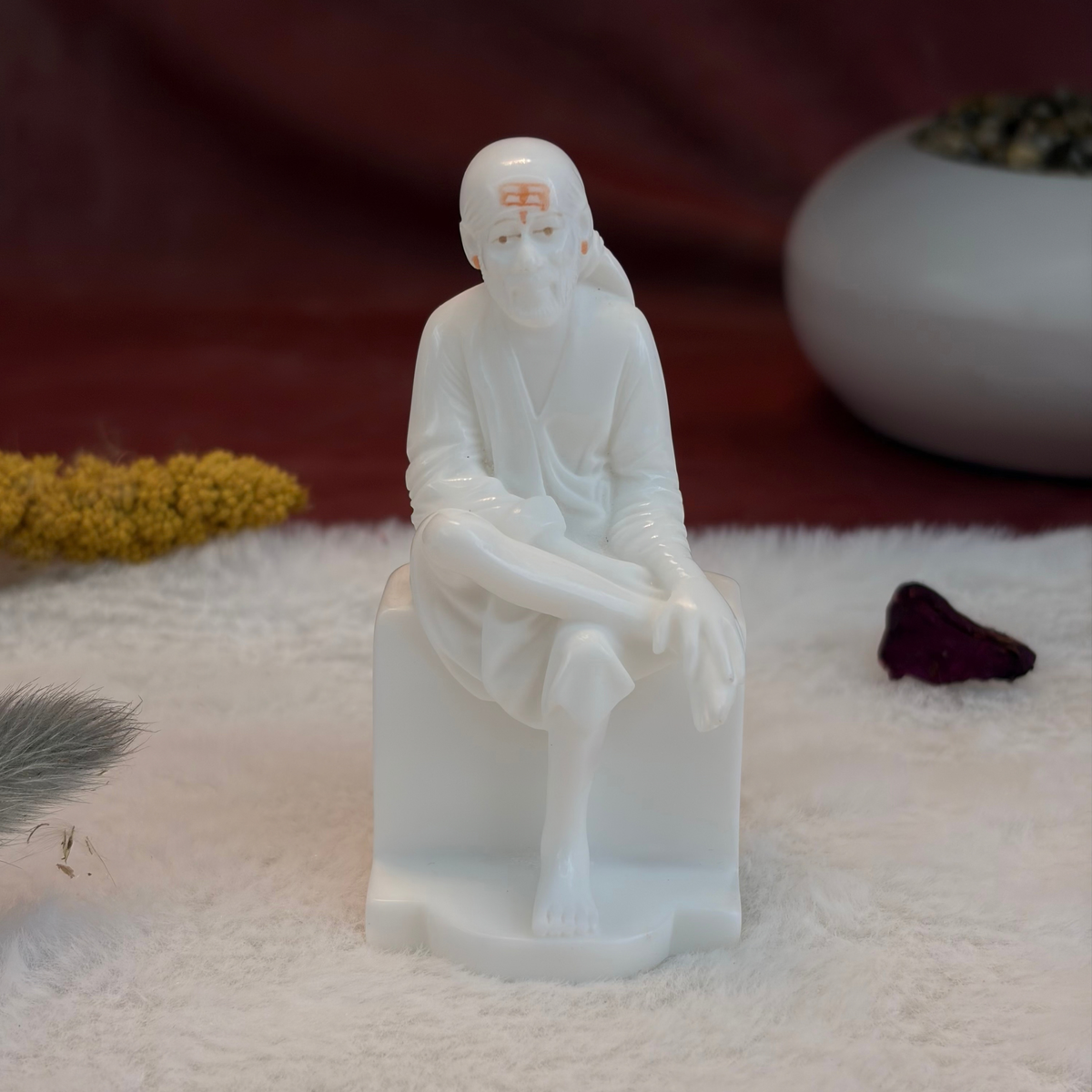 3.5 Inch Sai Baba Italian Marble Statue | Premium Washable Idol