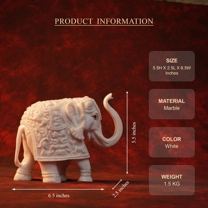 Decorative Elephant Set – Pair of 2 White Glossy Statues (5.5 Inch)