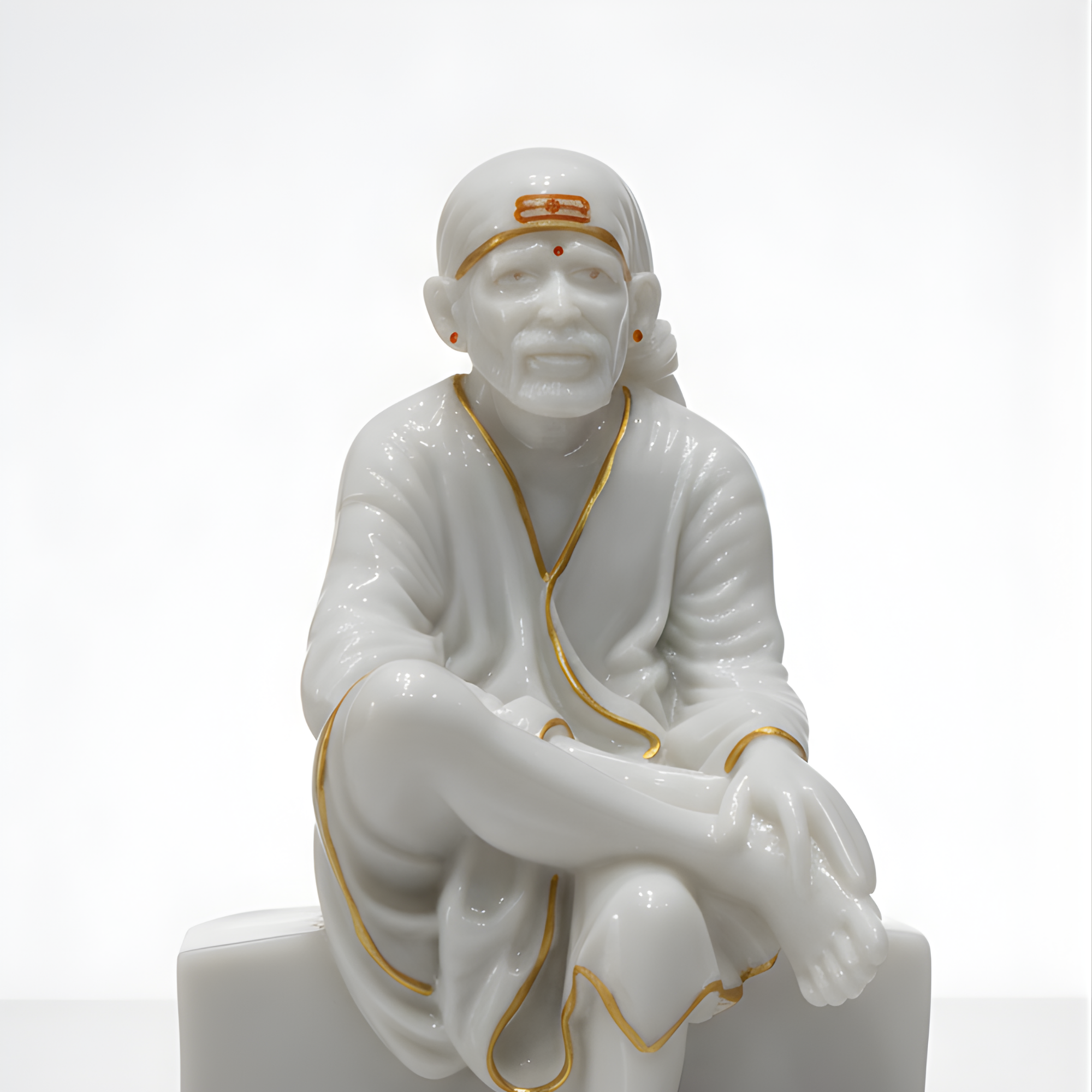 Sai Baba Idol 8 Inch with Gold Lining