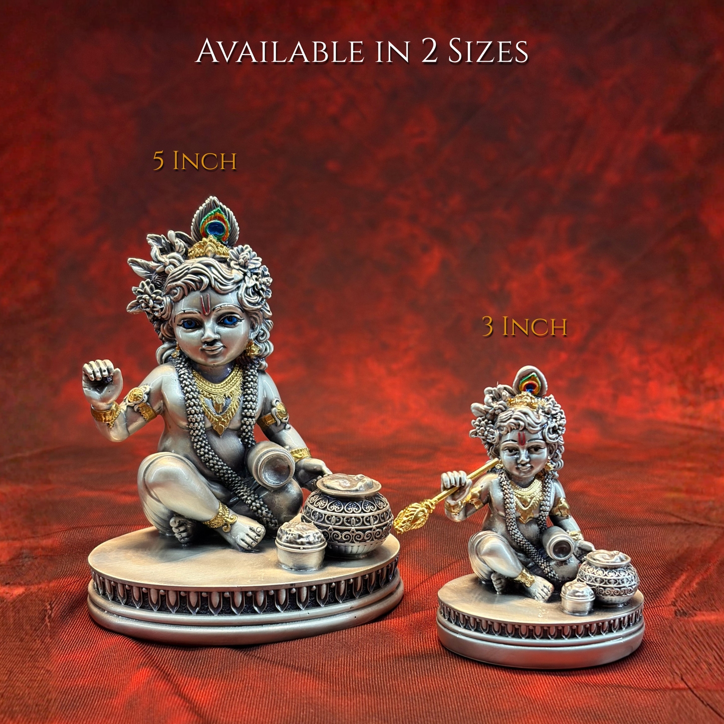 Silver Plated Makhan Krishna Idol | Premium Divine Décor