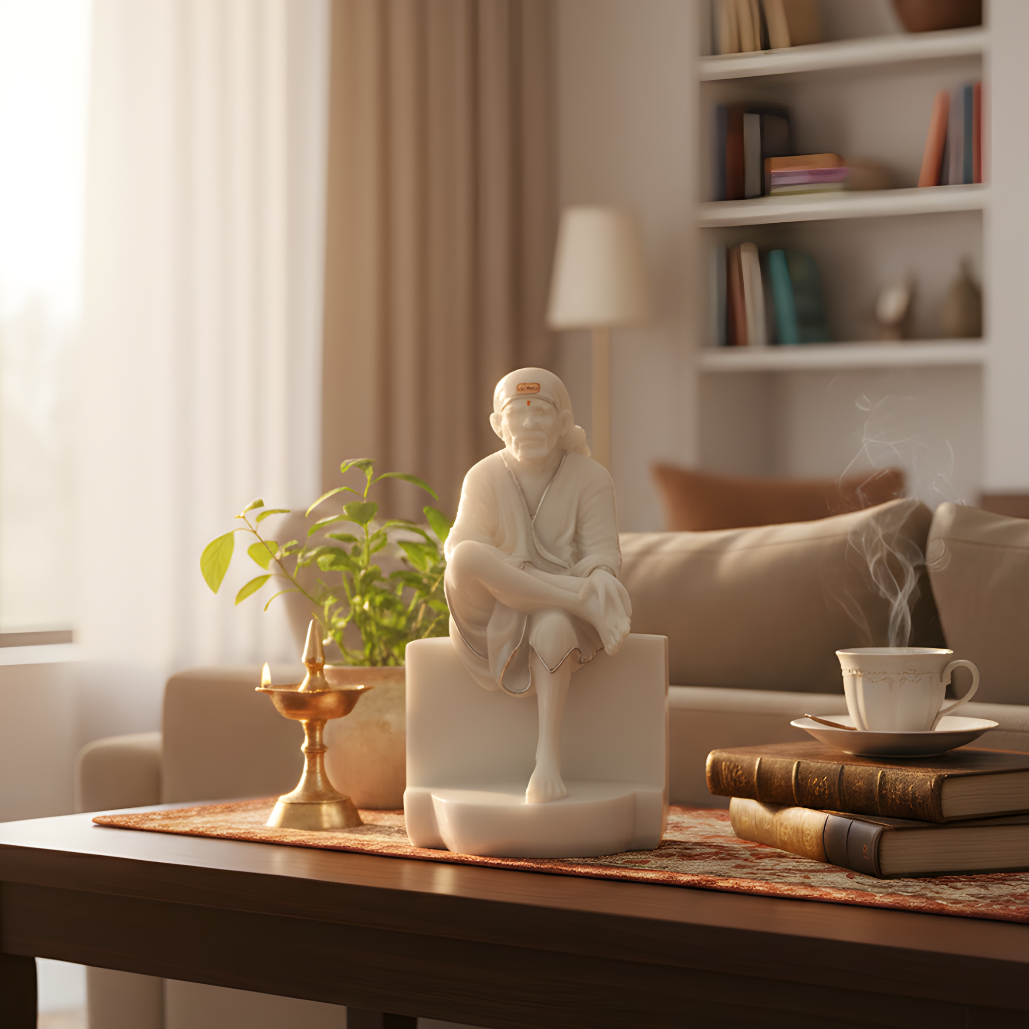 Sai Baba Idol 8 Inch with Silver Lining