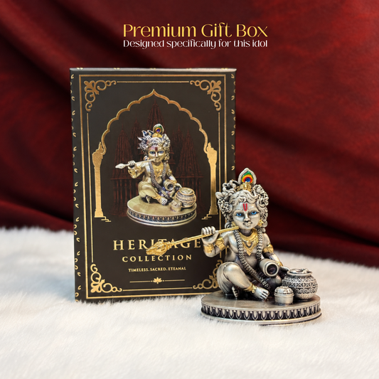 Silver Plated Makhan Krishna Idol | Premium Divine Décor