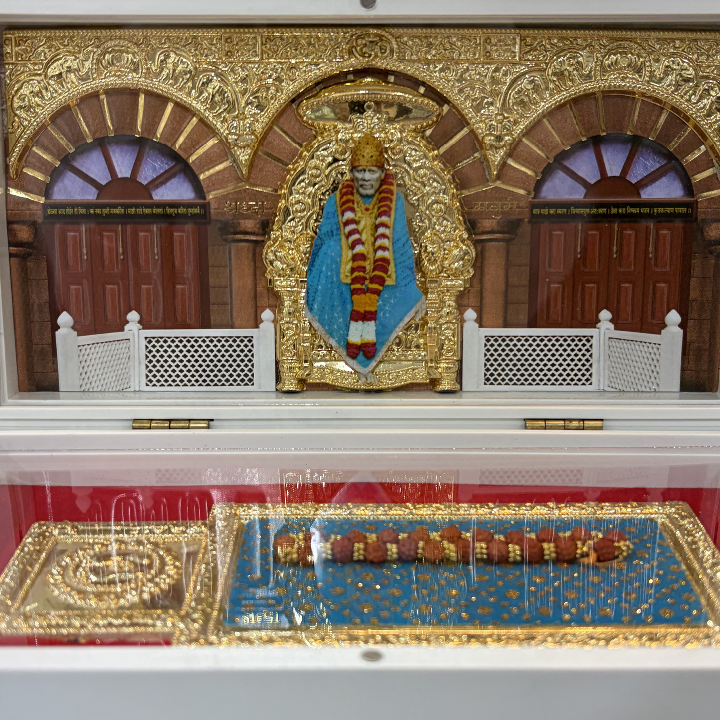 Sai Baba Samadhi Box – Large White Portable Darshan (8.5 x 4.5 Inch)