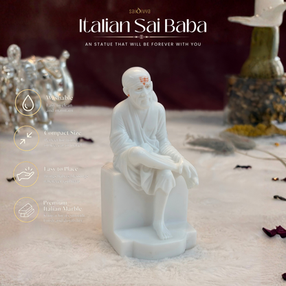 4.5 Inch Sai Baba Italian Marble Statue | Premium Washable Idol