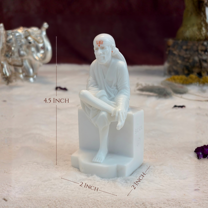 4.5 Inch Sai Baba Italian Marble Statue | Premium Washable Idol