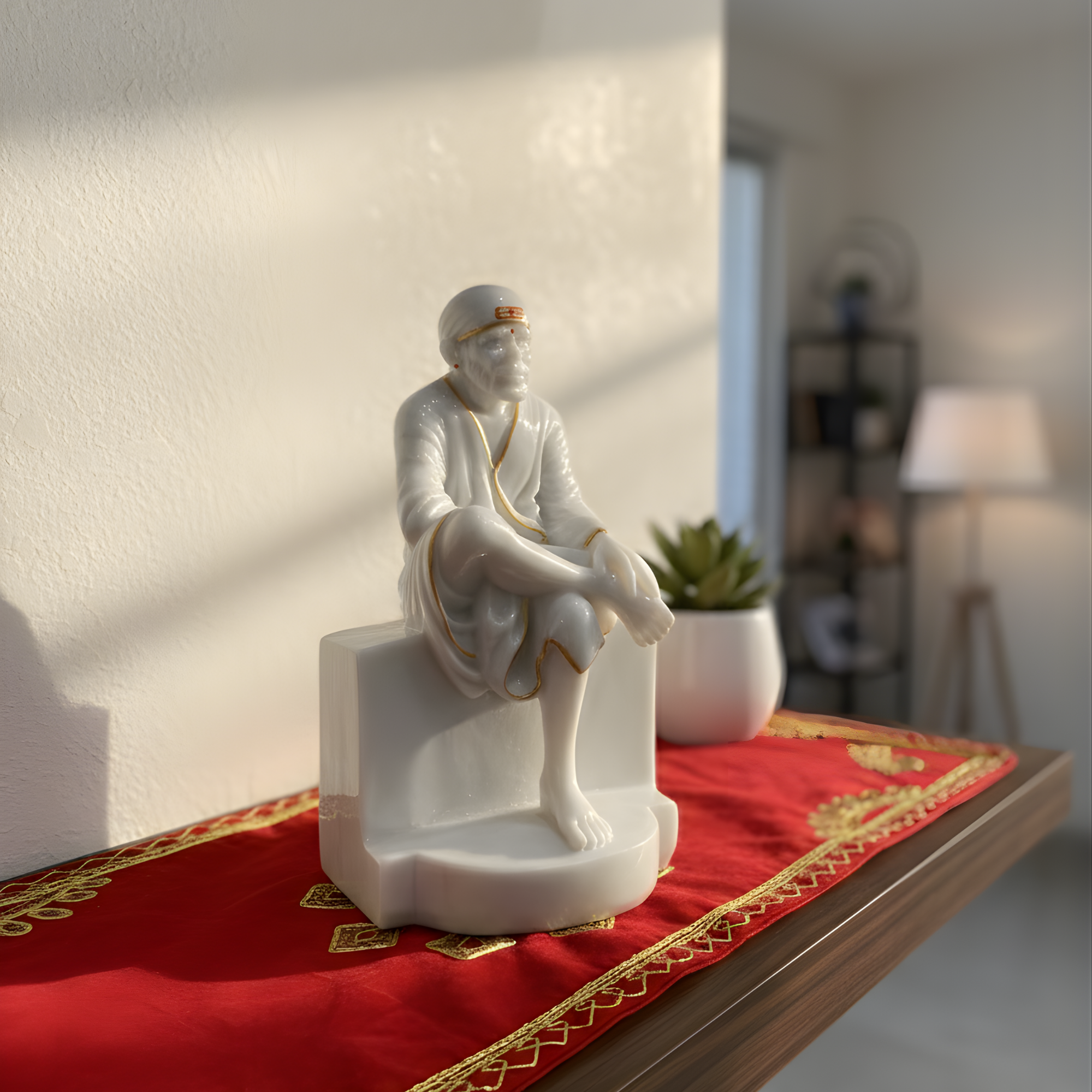 Sai Baba Idol 8 Inch with Gold Lining