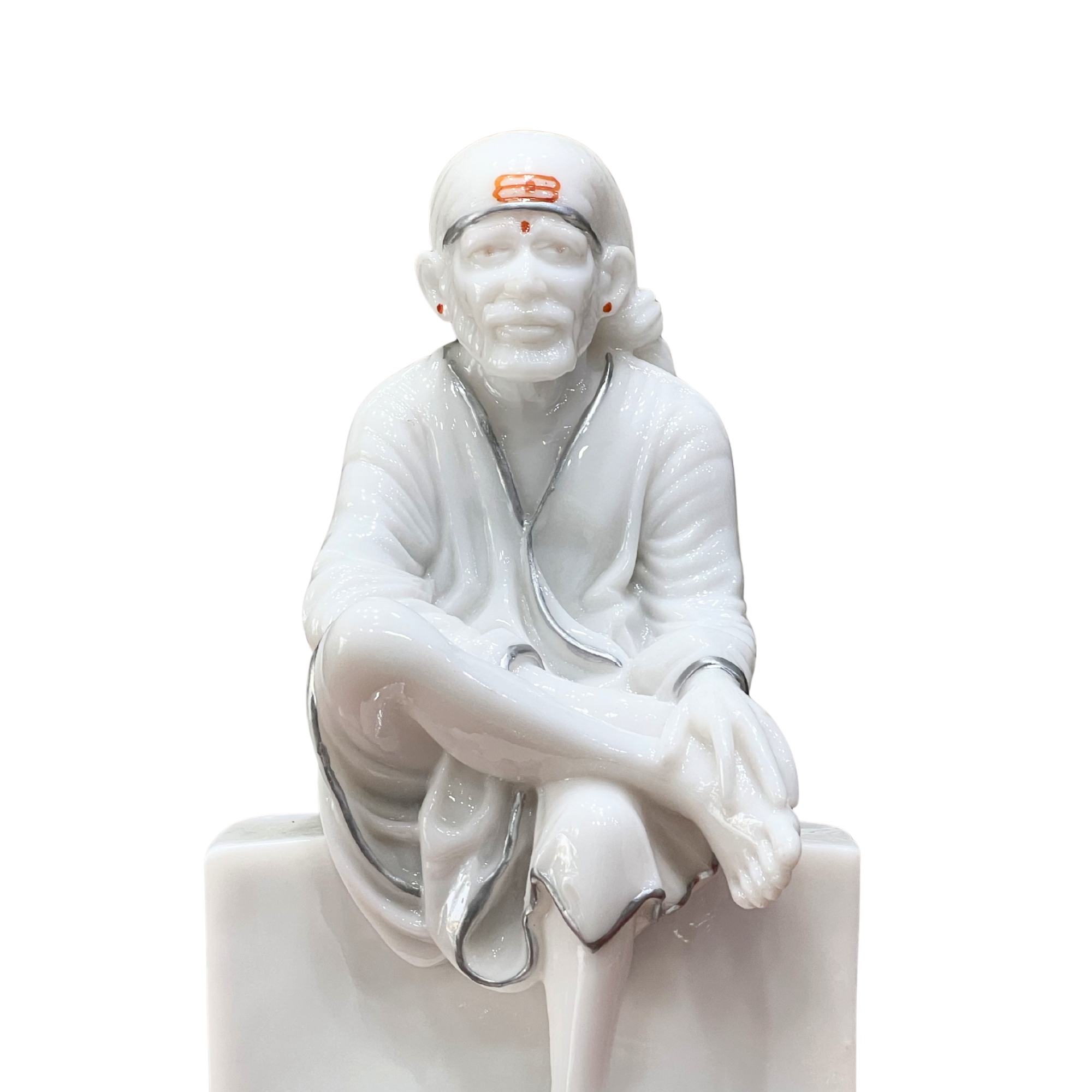 Sai Baba Idol 8 Inch with Silver Lining