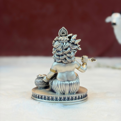 Silver Plated Makhan Krishna Idol | Premium Divine Décor
