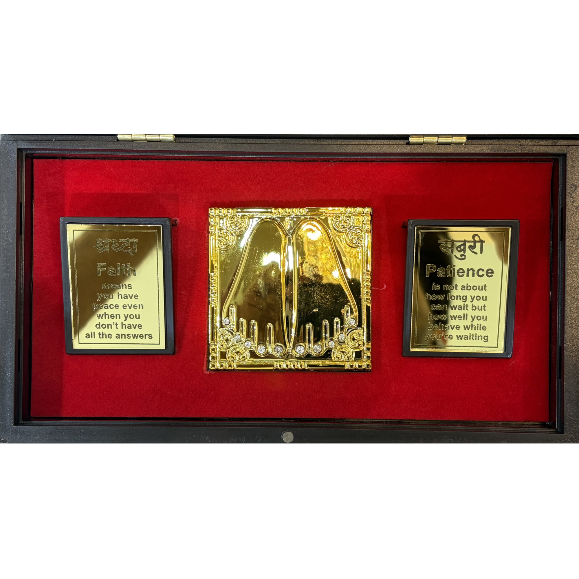 Sai Baba Charan Box – Large Brown Portable Darshan (8.5 x 4.5 Inch)