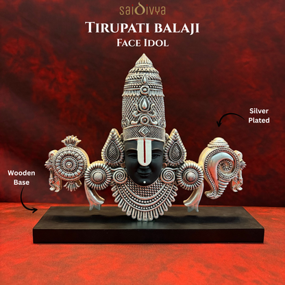 Silver Plated Tirupati Balaji Face Idol | Premium Divine Décor