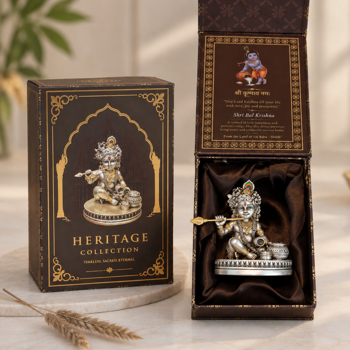 Silver Plated Makhan Krishna Idol | Premium Divine Décor