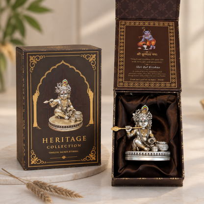 Silver Plated Makhan Krishna Idol | Premium Divine Décor